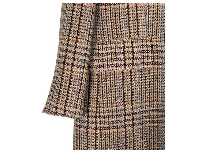 Miu Miu Luxury Biarr Damen Wollmantel mit Karomuster, einreihig und Brustlogo - Ansicht 7