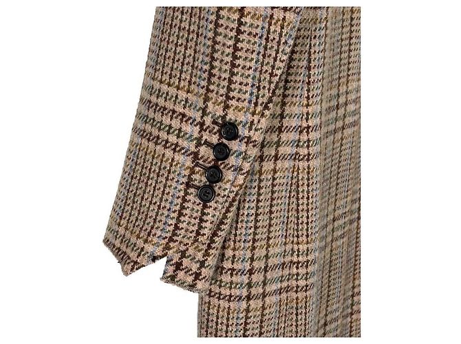Miu Miu Luxury Biarr Damen Wollmantel mit Karomuster, einreihig und Brustlogo - Ansicht 8