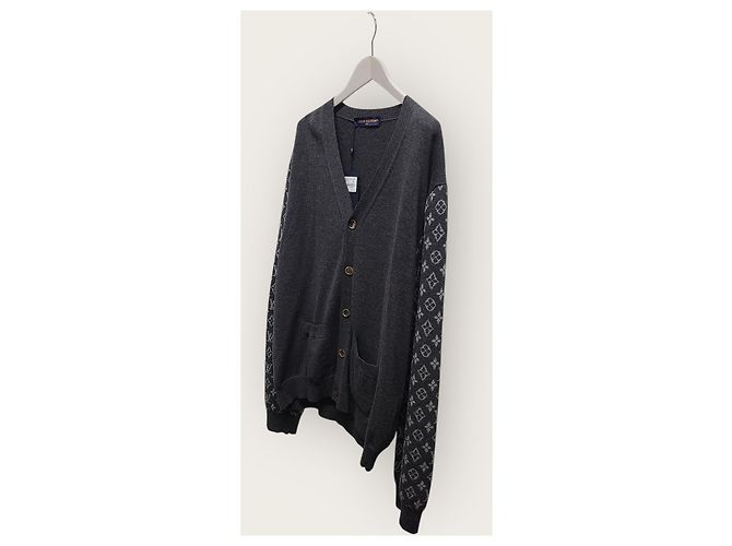 Louis Vuitton Monogramm Cardigan aus gemischtem grauem Kaschmir Braun - Ansicht 2
