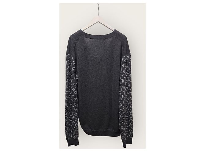 Louis Vuitton Monogramm Cardigan aus gemischtem grauem Kaschmir Braun - Ansicht 4