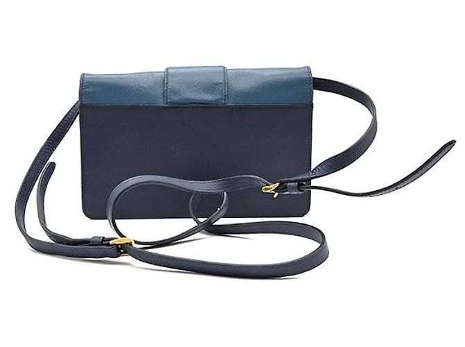 Prada Saffiano Bicolor Flap Crossbody Bag Blau - Ansicht 3