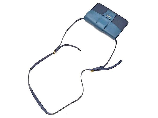 Prada Saffiano Bicolor Flap Crossbody Bag Blau - Ansicht 4