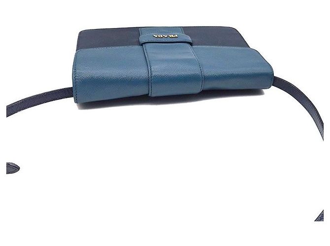 Prada Saffiano Bicolor Flap Crossbody Bag Blau - Ansicht 6