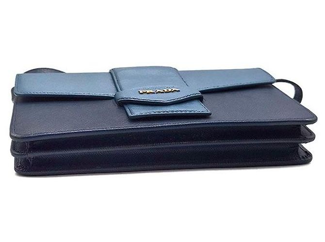 Prada Saffiano Bicolor Flap Crossbody Bag Blau - Ansicht 7