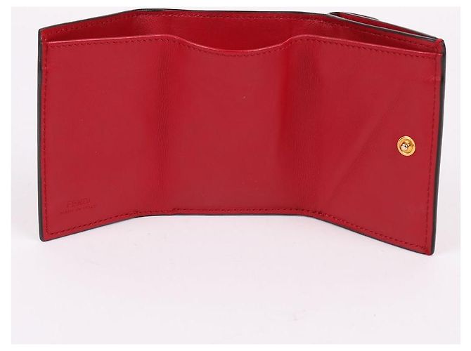 Fendi Gold-Plated Red Tri-Fold Wallet - view 10