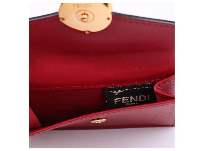 Fendi Gold-Plated Red Tri-Fold Wallet - view 11