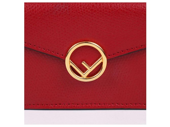 Fendi Gold-Plated Red Tri-Fold Wallet - view 2