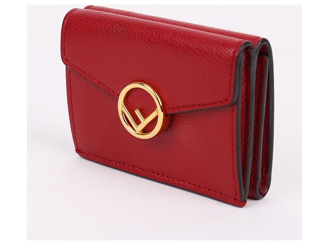 Fendi Gold-Plated Red Tri-Fold Wallet - view 3