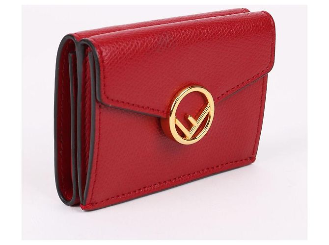 Fendi Gold-Plated Red Tri-Fold Wallet - view 4