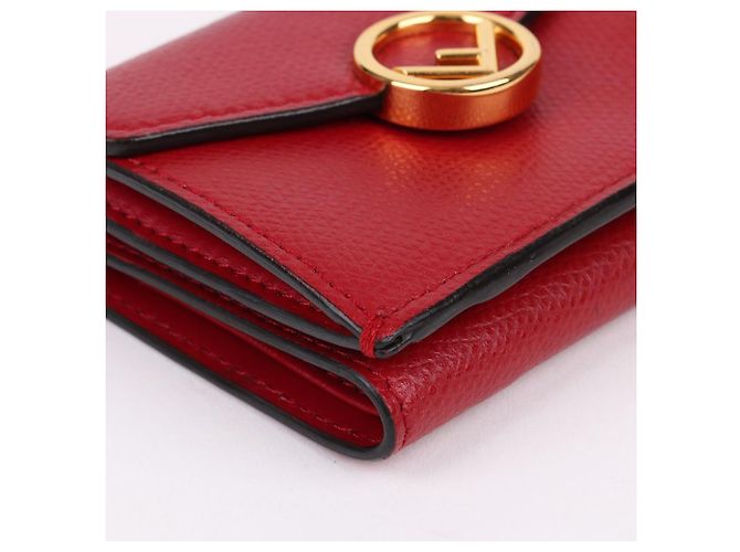 Fendi Gold-Plated Red Tri-Fold Wallet - view 8