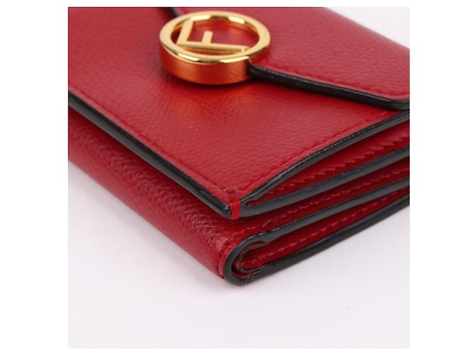 Fendi Gold-Plated Red Tri-Fold Wallet - view 9