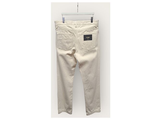 Fendi Denimhose mit weiß-cremefarbenem Logo-Patch - Ansicht 3