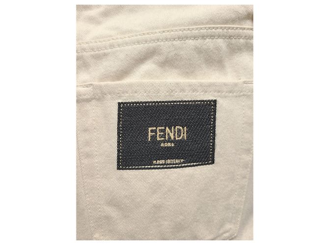 Fendi Denimhose mit weiß-cremefarbenem Logo-Patch - Ansicht 4