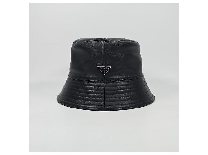Prada Leder-Bucket-Hat Silber - Ansicht 2