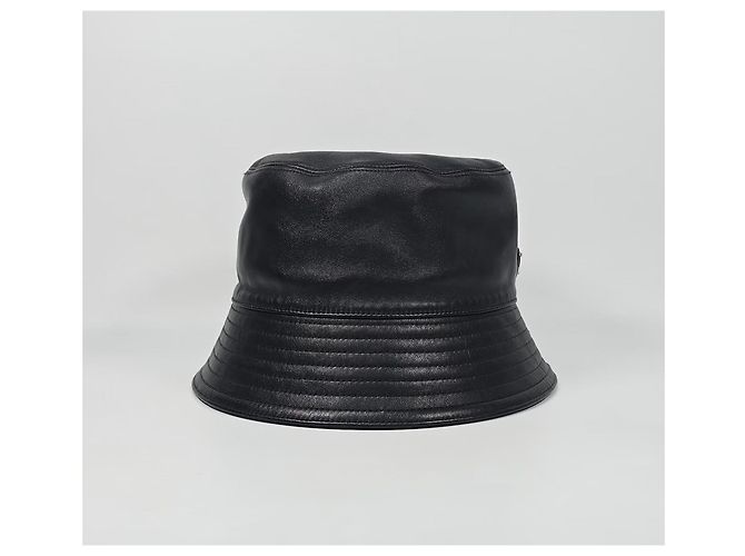 Prada Leder-Bucket-Hat Silber - Ansicht 3