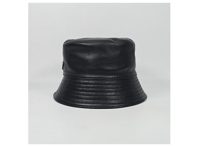 Prada Leder-Bucket-Hat Silber - Ansicht 5