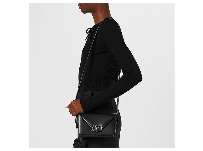 Valentino Aufbereiteter Langarmpullover mit Schleifen-Twilly-Schal-Detail Schwarz - Ansicht 2