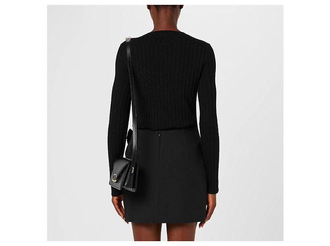 Valentino Aufbereiteter Langarmpullover mit Schleifen-Twilly-Schal-Detail Schwarz - Ansicht 3