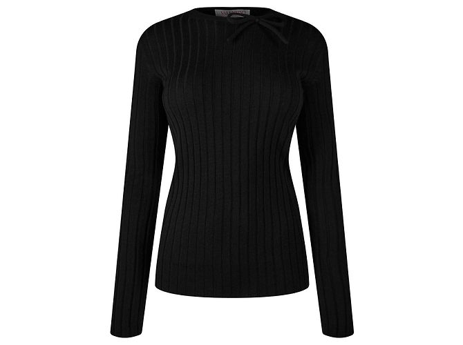 Valentino Aufbereiteter Langarmpullover mit Schleifen-Twilly-Schal-Detail Schwarz - Ansicht 5