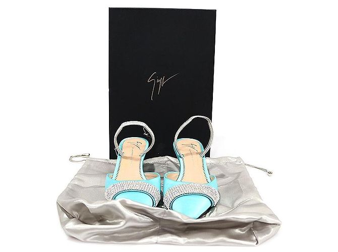 Giuseppe Zanotti Sandali slingback in raso smeraldo e cristallo da donna Verde - vista 2