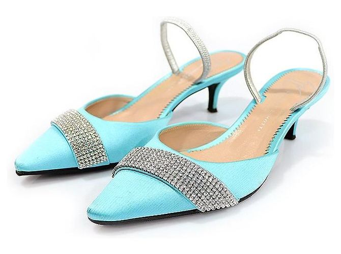 Giuseppe Zanotti Sandali slingback in raso smeraldo e cristallo da donna Verde - vista 3
