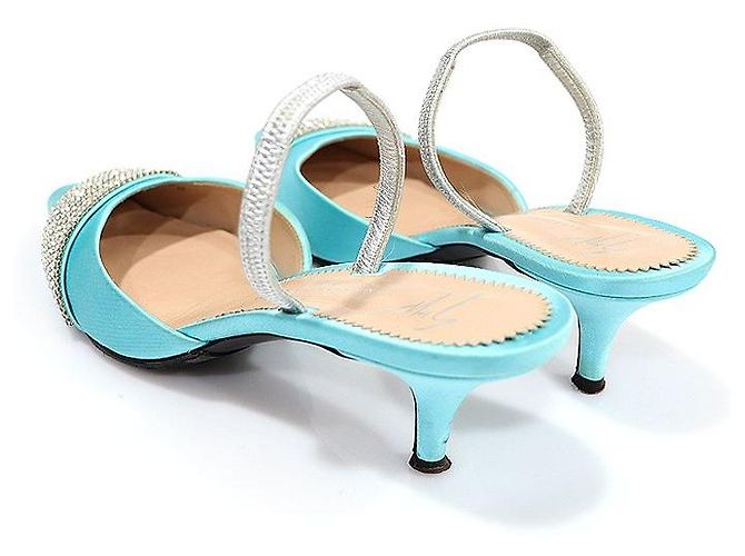 Giuseppe Zanotti Sandali slingback in raso smeraldo e cristallo da donna Verde - vista 5