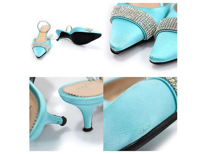 Giuseppe Zanotti Sandali slingback in raso smeraldo e cristallo da donna Verde - vista 6