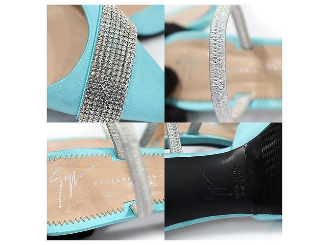 Giuseppe Zanotti Sandali slingback in raso smeraldo e cristallo da donna Verde - vista 7