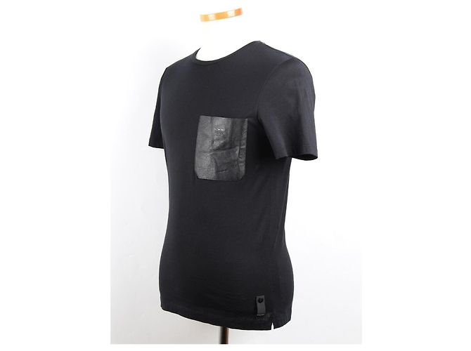 Fendi Kurzärmeliges T-Shirt mit Ledertasche Schwarz - Ansicht 3