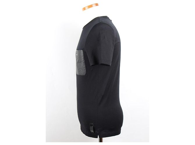 Fendi Kurzärmeliges T-Shirt mit Ledertasche Schwarz - Ansicht 4