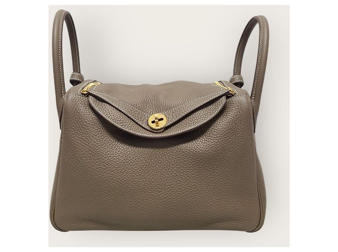 Hermès Borsa a tracolla Lindy Etoupe Gold stamp Marrone - vista 2