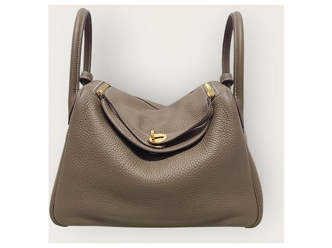 Hermès Borsa a tracolla Lindy Etoupe Gold stamp Marrone - vista 3