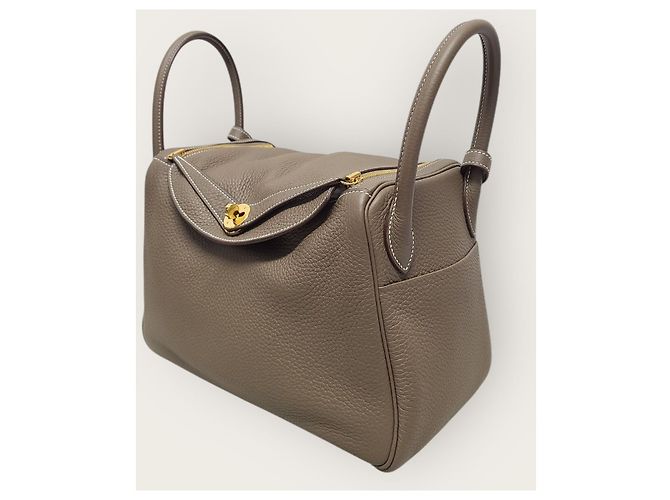 Hermès Borsa a tracolla Lindy Etoupe Gold stamp Marrone - vista 4