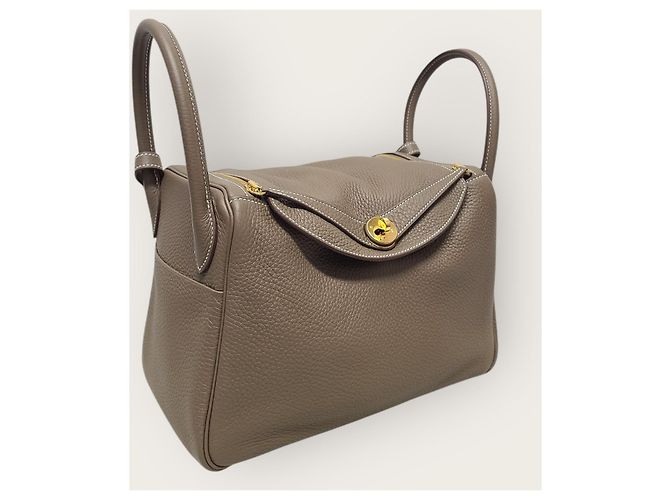 Hermès Borsa a tracolla Lindy Etoupe Gold stamp Marrone - vista 5