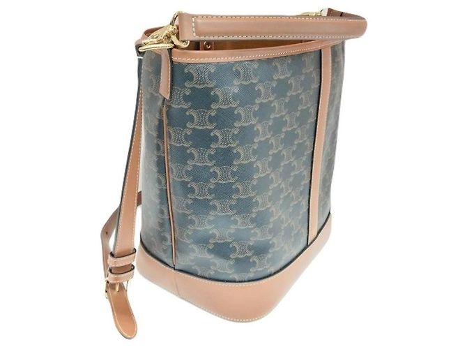 Céline Bolso Bucket Medio en Lona Triomphe y Piel de Vitela Marrón, Bolso de Hombro Castaño - vista 5
