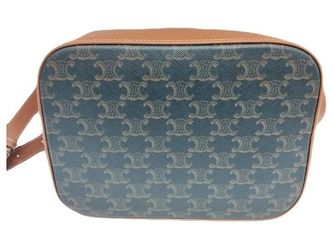 Céline Bolso Bucket Medio en Lona Triomphe y Piel de Vitela Marrón, Bolso de Hombro Castaño - vista 7