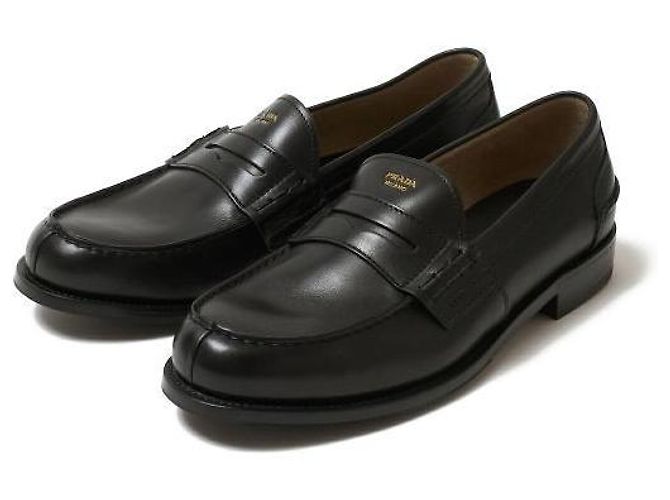 Prada Mocasín de piel con logotipo de letras - vista 3