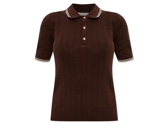 Moncler Polo-Shirt aus Baumwolle mit Diamant-Logo-Muster - Ansicht 3