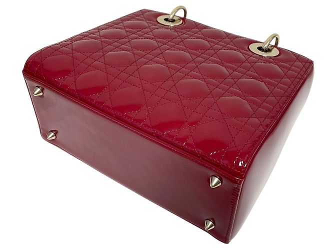 Dior Borsa Tote Media e Borsa a Spalla in Vernice Rosso Ciliegia - vista 7