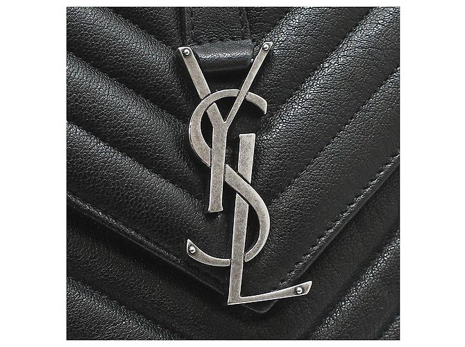 Saint Laurent Borsa a Spalla Medium Black Monogram Matelassé Silver College Nero - vista 12