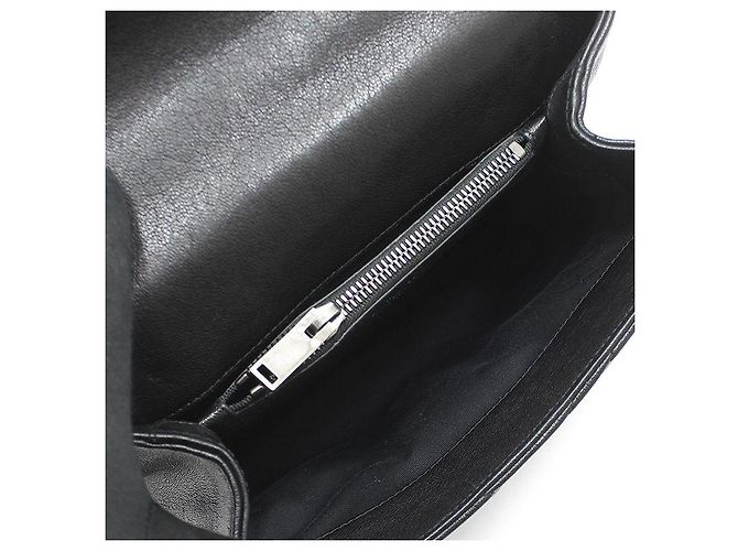 Saint Laurent Borsa a Spalla Medium Black Monogram Matelassé Silver College Nero - vista 13