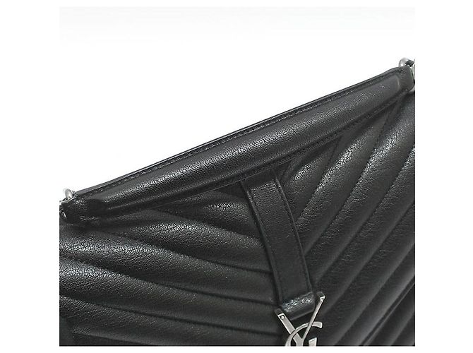 Saint Laurent Borsa a Spalla Medium Black Monogram Matelassé Silver College Nero - vista 6