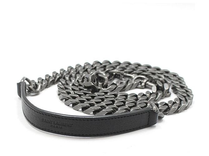 Saint Laurent Borsa a Spalla Medium Black Monogram Matelassé Silver College Nero - vista 7