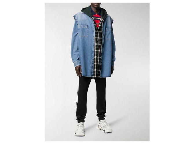 Balenciaga Camicia in denim a doppio strato Blu - vista 9