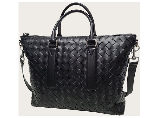 Bottega Veneta Valigetta morbida in Intrecciato nero Nocturnal - vista 2