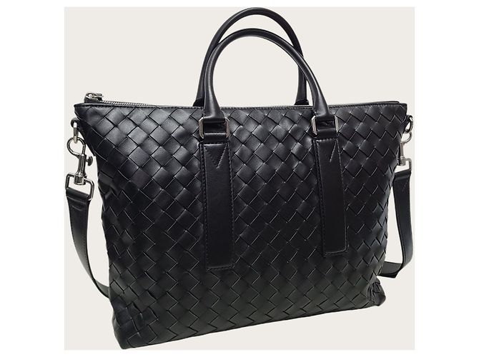 Bottega Veneta Valigetta morbida in Intrecciato nero Nocturnal - vista 3
