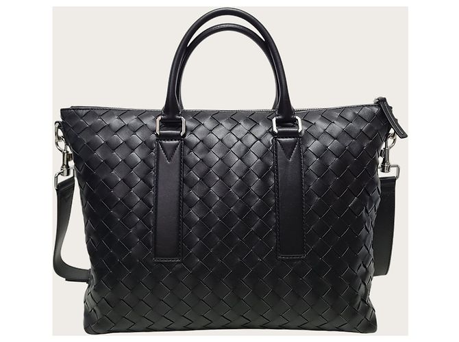 Bottega Veneta Valigetta morbida in Intrecciato nero Nocturnal - vista 5