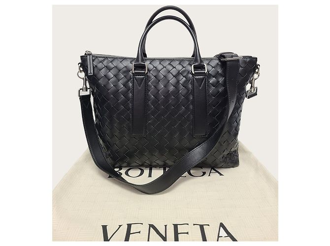 Bottega Veneta Valigetta morbida in Intrecciato nero Nocturnal - vista 7