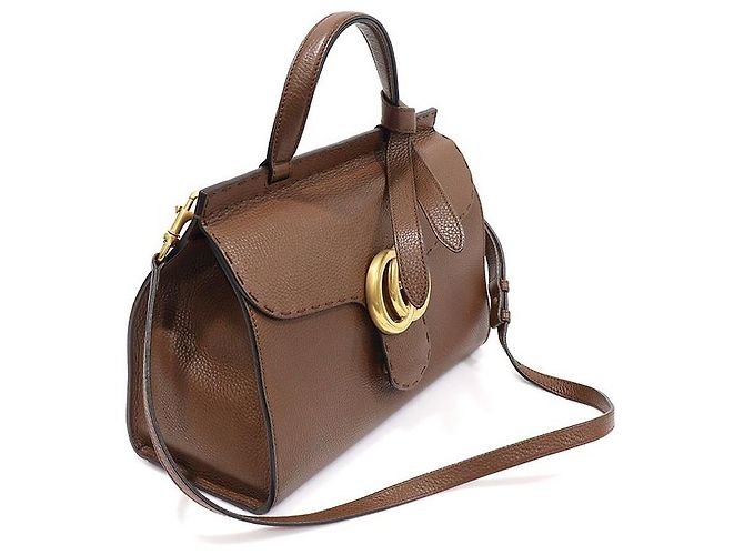 Gucci Kleiner GG Marmont Top Handle aus braunem Leder - Ansicht 2