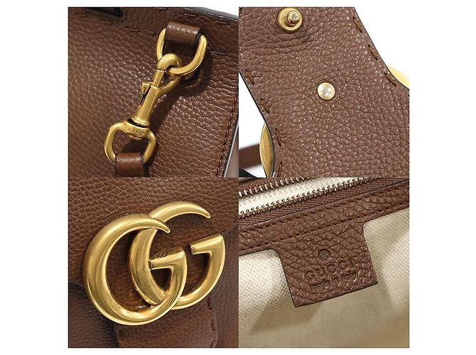 Gucci Kleiner GG Marmont Top Handle aus braunem Leder - Ansicht 7